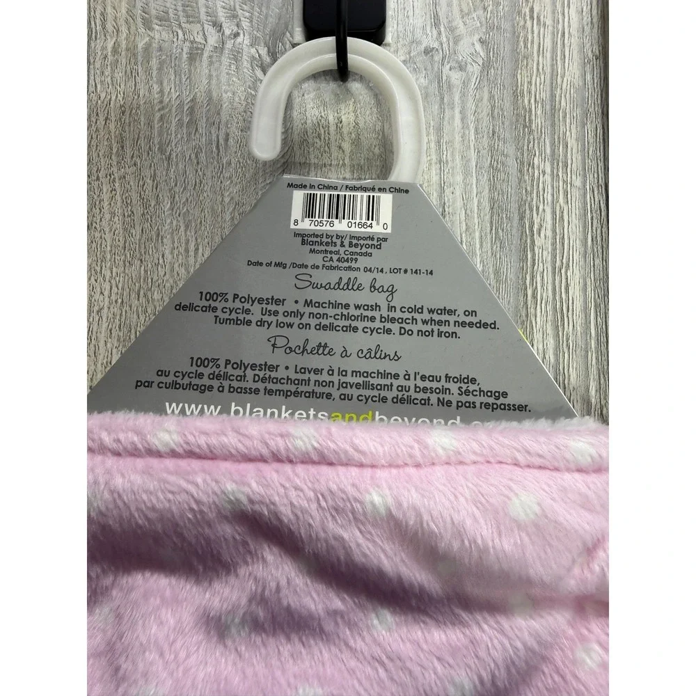Blankets & Beyond Pink Polka Dot Plush Swaddle Bag Newborn 0-3M Sleep Sack